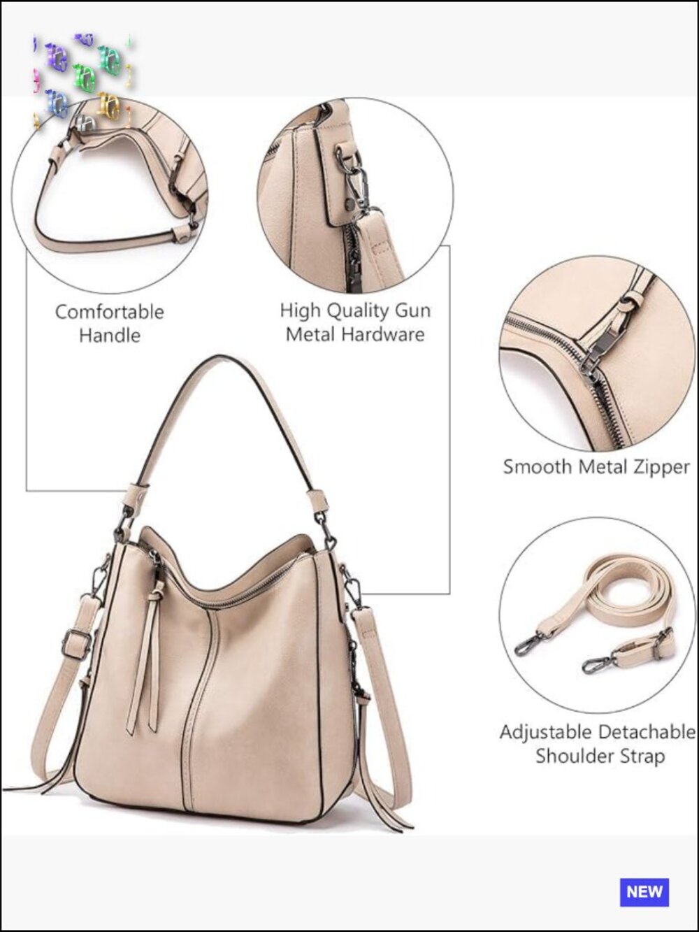 Faux Leather Hobo Bag Retro Large Crossbody Shoulder Purse Designer Chic - Picture 4 of 7